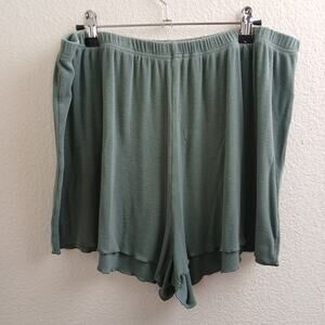 olive green ribbed wide-leg lounge shorts XX-Large Plus 2X sleepwear comfy cool